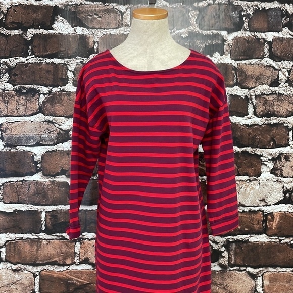 Boden Dress Long Sleeve Midi Round Neck Striped Red Size 8 - Picture 6 of 15
